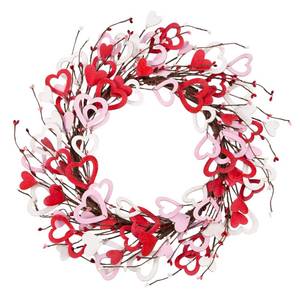 lot 15928 image: 18 Inch Valentines Day Heart Shaped Wreath for Wedding Party Anniversary - Artificial Wooden Door Wreath Gift for Girlfriend, Women, Mother