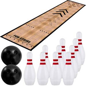 lot 15933 image: Mini Bowling Set, Bowling Alley Games Toys,Indoor & Outdoor Home Bowling Set,Bowling Pins & Ball Set ��10 pins, 2 Balls for Kid Age 3 & Adult �� Fun outdoor bowling for Backyard, Lawn, Party Games