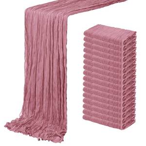 lot 15935 image: 16 Pack Dusty Rose Cheesecloth Table Runner 20 x 120 inch Gauze Table Runners 10 FT Long,Semi Sheer Cheese Cloth Fabric Table Runner Bulk for Wedding,Party,Baby Shower,Bridal Shower Decoration