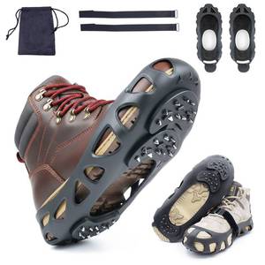 lot 16163 image: Ice Cleats for Shoes and Boots, Non-Slip Gripper for Shoes, Ice Traction Cleats with 30 Steel Studs Crampon for Walking On Snow and Ice, Shoe Grips for Ice Fishing, Hiking, Snow Shoveling