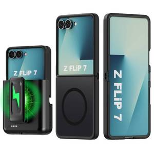 lot 16170 image: for Samsung Galaxy Z Flip 7 Case with 4400mah Battery Belt Clip Holster Charging Phone Case for Galaxy Z Flip 7 (for Samsung Z Flip 7) Black
