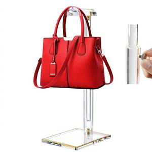 lot 16172 image: Acrylic Purse Display Stands, 14-24 Adjustable Height Handbag Holder, Clear Purse Rack Stands for Closet Retail, Durable Gold Trim Hanging Bag Wallet Jewelry Necklace Organizer Stand(PATENT PENDING)