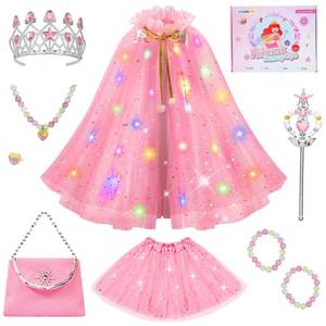 lot 16174 image: Meland Birthday Christmas Gift for Girls, Light Up Princess Dress Up Clothes for Toddler 3-8, Halloween Costumes for Kids, Princess Cape for Girl Toys