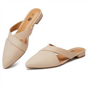 lot 16181 image: Rekayla Mules for Women Pointed Toe Flats Backless Loafers Slip On Shoes for Women, Nude Size 9
