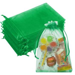 lot 16193 image: Crweety 50 Pcs 4x6 Inch Green Mesh Bags, Organza Bags with Drawstring Small Mesh Pouch for Easter Gifts Party Favor Wedding St. Patricks Day