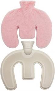 lot 16203 image: U Shaped Hot Water Bottle, Neck and Shoulder Hot Water Bottle,1L Hot Water Bag with Detachable Cover Soft Plush Neck Warmer,Warmer HotCold Water Wrap Pillow (Pink)