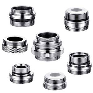 lot 16209 image: Hotop 7 Pieces Faucet Adapter Kit, Brass Aerator MaleFemale Faucet Adapter to Connect Garden Hose, Standard Hose via Diverter