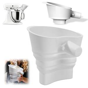 lot 16213 image: Flour Funnel for KitchenAid Mixer, Foldable Silicone Attachment with Hanging Hole for Artisan KSM150 5-qt, Food-Grade Collapsible Funnel for Dry & Liquid Ingredients