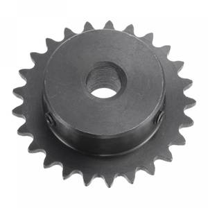 lot 16227 image: uxcell 25 Tooth Roller Sprocket B Type, #25 Chain, Single Strand 14 Pitch, 10mm Bore Black Oxide C45 Carbon Steel with Set Screws for ISO 04C