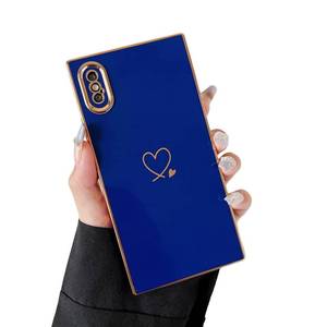 lot 16228 image: Cocomii - Rectangle Case Compatible with iPhone XsX - Gold Plated, Love Hearts, Glossy, Women Girls Men, Protective Phone Case for iPhone XsX 5.8 inch, Blue and Cyan Colors, 4pk