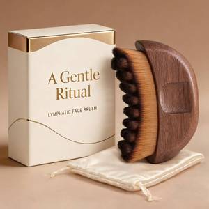 lot 16237 image: Lymphatic Contour Face Brush - Wooden Handle Lift Lymphatic Drainage Face Brush Facial Sculpting Brushes - Dry Guasha Contour Face Brushes Anti - Puffiness, Detox Walnut