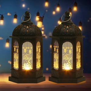 lot 16252 image: Hying 2 Pieces Ramadan Lanterns Decoration 5.2 Height Retro Hanging Lamp Eid Mubarak Flameless Candle Holder with Transparent Glass Ramadan Gifts Eid Mubarak Lantern for Home Tabletop Decor
