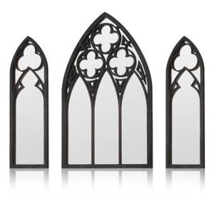 lot 16265 image: BOUMUSOE 3 Pack Gothic Mirrors, Cathedral Arch Frame, Tiny Gothic Room Decor - 9.8 inches Spooky Decorative Rustic Wall Hanging for Bedroom & Bathroom