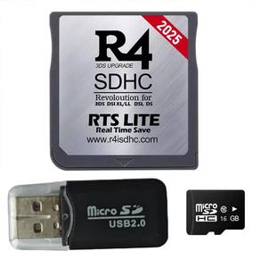 lot 16268 image: Pro Version 16GB Micro SDHC Dual Core Revolution Cartridge Compatible with New 2DS3DSLLXL NDSL NDSI, Include a Card Adapter, NO Timebomb, Preloaded Plug and Play, Gold (Silver)