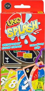 lot 16274 image: Mattel Games UNO Splash Card Game with Waterproof Cards and Portable Clip for Travel, Camping and Game Nights Away
