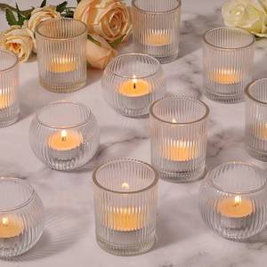 lot 17039 image: 30pcs Assorted Clear Votive Candle Holders for Wedding Centerpiece,Clear Candle Holders Bulk for Table Decor,Tea Light Candle Holder Glass for Home Decor,Dinner Party and Festival Decoration