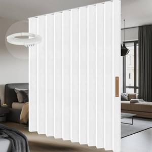 lot 17049 image: 100% Blackout Room Divider Curtains - Total Privacy Curtain Panel, Thermal Insulated Noise Reduction Curtain for Bedroom Windows,Include Ceiling Curtains Track(White, W180 x L96, 1 Pack)