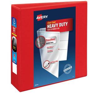 lot 17050 image: Avery Heavy-Duty View 3 Ring Binder, 3 Inch One Touch EZD Rings, 3.5 Inch Spine, 1 Red Binder (79325)