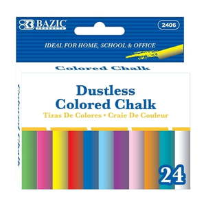 lot 18004 image: BAZIC Dustless Assorted Color Chalk (24Box) 2406