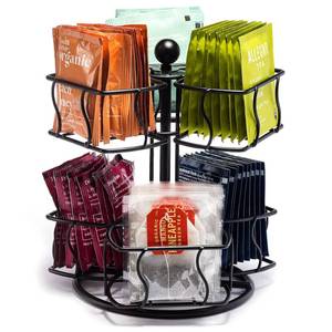 lot 18011 image: Sorbus Tea Bag Spinning Carousel - Tea Caddy Organizer for Countertop - Matcha Station Accessories - 2 Tier Revolving Storage for Pantry - Holds Up to 60 Large Tea Bags