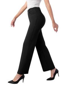 lot 18019 image: IPMQ Womens Straight Wide Leg Dress Pants Stretchy Work Pants Business Casual Slacks with Pockets Black