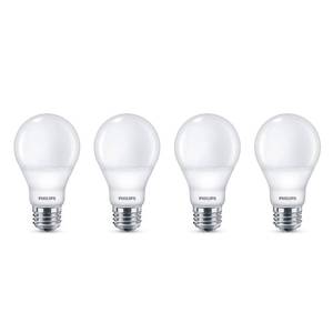 lot 18021 image: Philips LED 4 Pack A19 Soft White Dimmable Warm Glow LED, 2200-2700 Kelvin, 800 Lumen, 8.8W60W, E27 Base