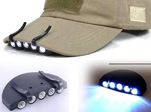 lot 18026 image: Bright 5 LED Clip on Hat Head Cap Light headlamp Flashlight