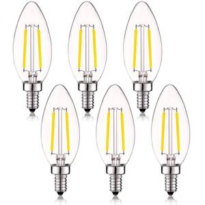 lot 18033 image: SHUWDKAR 2W LED Candelabra Bulb 25W Equivalent E12 Dimmable LED Bulbs Clear Filament Vintage Home Decoration Candle Light Bulbs B11 2700K Warm White,6 Pack