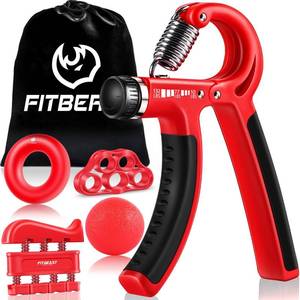 lot 18035 image: FitBeast Grip Strengthener Forearm Strengthener Hand Grips Strengthener Kit - 5 Pack Adjustable Resistance (Red)