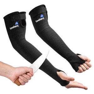 lot 18037 image: OriStout Cut Resistant Farmers Sleeves with Thumb Hole, Protective Arm Sleeves, for Gardening, Welding, Kitchen, Arm Guards for Biting, Pet Grooming, Black, 1 Pair