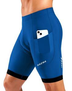 lot 18049 image: Bikewa Mens Cycling Shorts 7 4D Padded Bike Shorts for Men Road Biking Bicycle Riding Cycle Biker Phone Pockets(Blue,L)