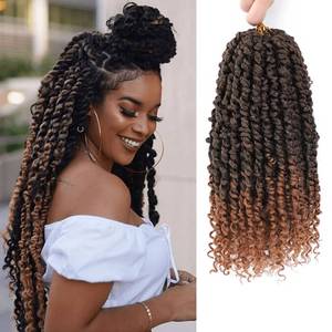 lot 18051 image: NAYOO Passion Twist Hair - 8 Packs 14 Inch Passion Twist Crochet Hair For Black Women, Crochet Pretwisted Curly Hair Passion Twists Synthetic Braiding Hair Extensions (14 Inch 8 Packs, T30)
