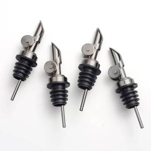 lot 18061 image: Molimoli Pack of 4 Premium Liquor Pour Spout Made of Stainless Steel with Automatic Anti-Oxidation Mechanism, Bottle Pourers for Alcohol and Wine, Olive Oil Dispenser Spout, Oil Bottle Spout, Black