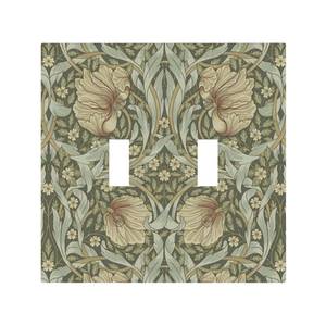 lot 18072 image: William Morris Pimpernel Flowers 2 Gang Light Switch Cover Vintage Floral Green Botanical Double Toggle Wall Plate Decorative Electrical Switchplate Covers for Country Bedroom Home D�cor