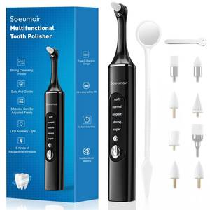 lot 18086 image: Tooth Polisher,Rechargeable Tooth Whitening Kit for Teeth Cleaning and Whitening, with 8 Brush Heads, LED Light, 5 Speed Modes Dental Polisher Personal Dental Care Kit for Home Use and Travel