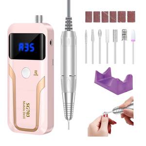 lot 18091 image: MOCOWIND Portable Nail Drill Professional 35000 RPM, Rechargeable Electric Nail File Machine Cordless E-File for Acrylic Gel Polishing Removing with Bits Kit for Manicure Salon Home, Pink