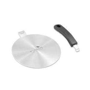 lot 18096 image: 9.45inch Stainless Steel Induction Cooktop Adapter Plate, Heat Diffuser for Glass and Electric Cooktop, Detachable Handle