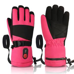 lot 18100 image: Heated Gloves for Kids, 3-Heat Settings Winter Gloves, Rechargeable Batteries, Water Resistant Windproof Kids Ski Gloves with Grip, Ideal for Skiing, Snowball Fights, Cycling, Gift (Pink, 2X-Small)