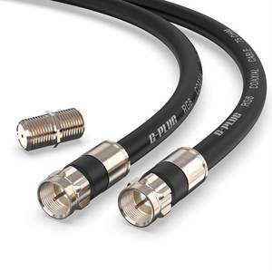 lot 18101 image: G-PLUG 2FT RG6 Coaxial Cable Connectors Set - High-Speed Internet, Broadband and Digital TV Aerial, Satellite Sky Cable Extension- Weather-Sealed Double Rubber O-Ring and Compression Connectors Black