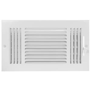 lot 18110 image: EZ-FLO 12 x 6 Inch (Duct Opening) Air Vent Cover for Wall or Ceiling, Three-Way Ventilation Register, Solid Steel HVAC Register Cover, White, 61615