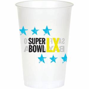 lot 18119 image: Trendware NFL Super Bowl LX 2026 Football Multicolored 20 oz Disposable Plastic Cups, 24 ct.