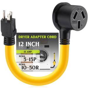 lot 18121 image: Kanayu 1 FT 5-15P to 10-50R 15amp Dryer Adapter Cord Compatible Female Power Adapter 15 Amp 3 Prong Female Receptacle Only for 120V Device EV Power Cord