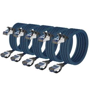 lot 18122 image: CABNEER Cat8 Ethernet Cable 5 ft 5 Pack, High Speed 40Gbps 2000MHz, Braided, Blue, Compatible with Router, Modem, Laptop, PC, Gaming