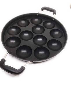 lot 18129 image: Non Stick Appam Pan Appam Maker 12 Pits Appam Maker Appam Pan Patra Non Stick Appam Patra Paniyaram Non Stick Pan with Stainless Steel Lid