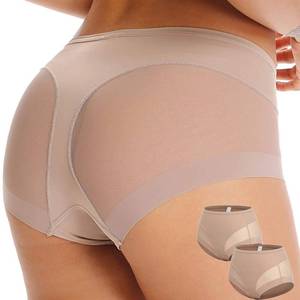 lot 18137 image: WOWENY 2 Packs Tummy Control Panties for Women Seamless Briefs Comfy Mid Rise Body Shaper Shapewear Sexy Underwear(Beige, Small)
