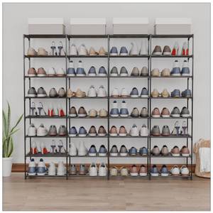 lot 19274 image: SMILHELTD Large Shoe Rack 8 Tier 64 Pairs for Entryway, Heavy Duty Storage Shelves Unit with Customizable Height for Boots, Space Saving Organizer for Hallway Garage (66.1 W x 49.2 H)