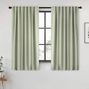 lot 19277 image: ANRODUO Rod Pocket and Back Tab Pleated Blackout Curtains with Hooks, Rings, Sage Green Curtains 54 Inches Long 2 Panels, Thermal Insulated Room Darkening Living Room Bedroom Curtain, 42x54 Inches