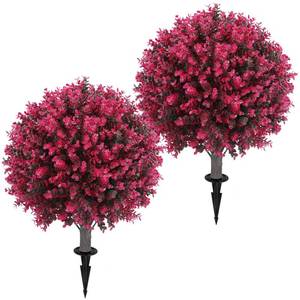 lot 19292 image: Artificial Rainbow Eucalyptus Topiary Ball Tree 24 with Ground Spike, Set  of 1 Artificial Boxwood Bushes for Faux Shrubs, Fake Evergreen Faux Plant for Indoor Outdoor Garden -UV Resistant��Fade-Proof (only 1)