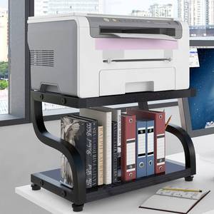 lot 19295 image: PUNCIA 2 Tiers Wood Black Home Office Desktop Printer Stand Laser Printer Copier Stand with Storage Tabletop Heavy Duty Rack Desk Organizer Shelf Dual for Small Space Double Tiers Tray