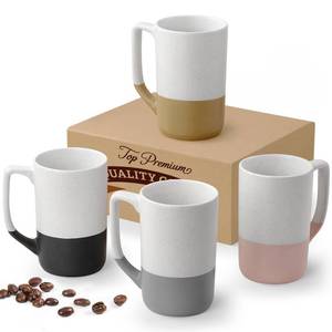 lot 19299 image: Large Ceramic Coffee Mug Set of 4, 16 oz Tea Cups with Handle, Porcelain Mug for Latte, Hot Tea, Cappuccino, Milk, Cocoa, Microwave & Dishwasher Safe Cups for Men Women Mug Lovers, Housewarming Gift